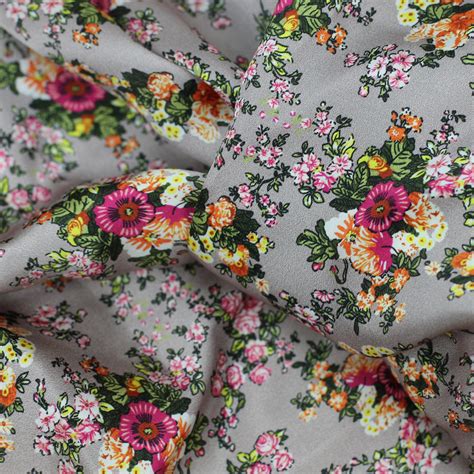 Floral Printed 100 Silk Charmeuse Fabric By The Yard Etsy