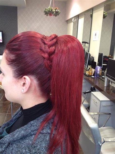 This gives the style a chance to add any detail you desire. Long, red hairstyle with braid like ponytail | Hairstyles ...