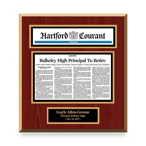 Hartford Courant Custom Article Print Plaques | Shop the Tribune