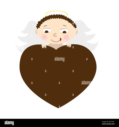Baby Angel Holding Chocolate Candy Heart Shape Cartoon Character Cupid