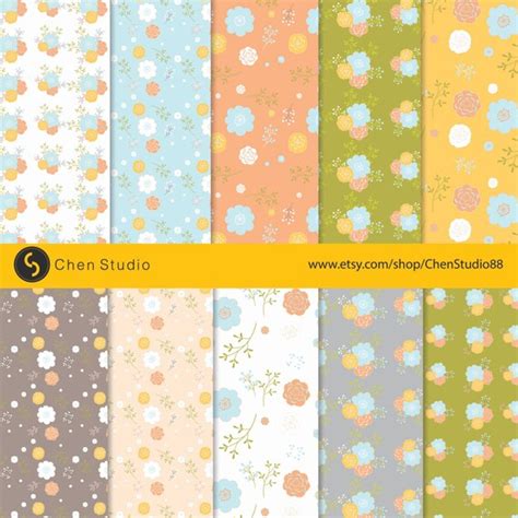 Pastel Floral Digital Paper Pack For Scrapbooking Print