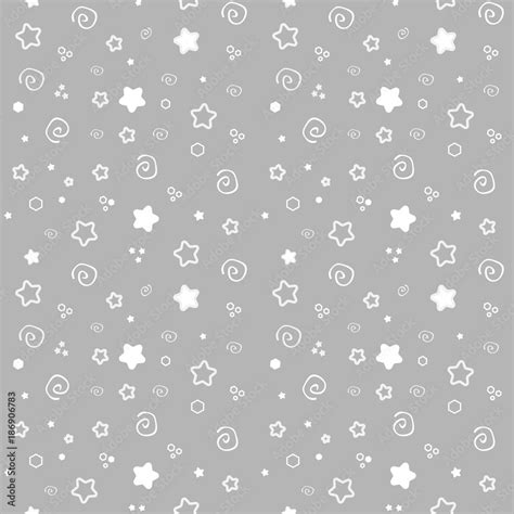 Seamless Pattern Baby Set On Grey Background Cute Delicate