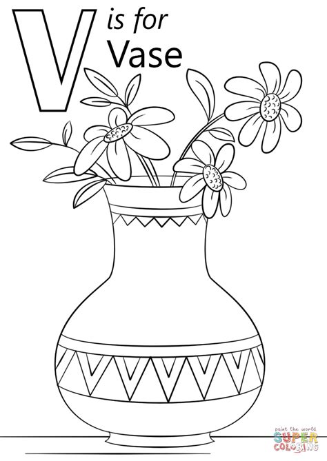 Letter V Is For Vase Coloring Page Free Printable Coloring Pages