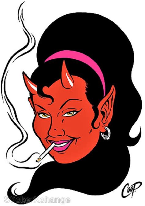 Art Sticker Smokin Devil Girl By Artist Coop Decal Cp47 Etsy