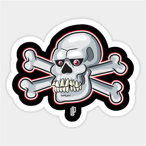 New School Skull Skull And Crossbones Sticker Teepublic