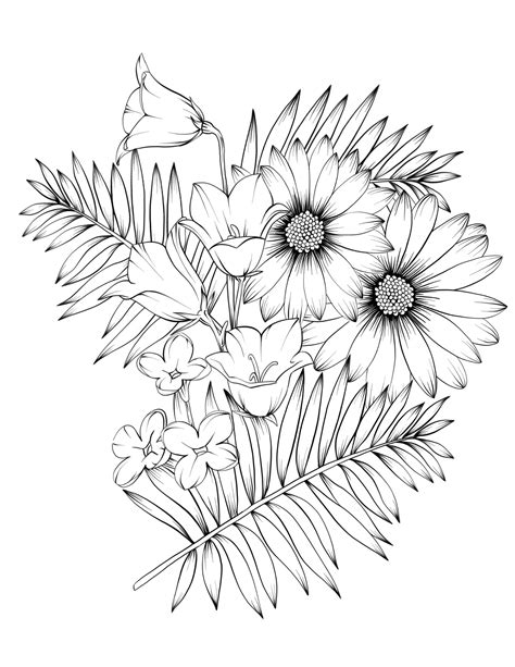 Flower Coloring Pages Black And White Randy Kauffmans Coloring Pages