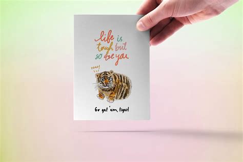 Funny Encouragement Cards For Her Tiger Go Get Them Etsy