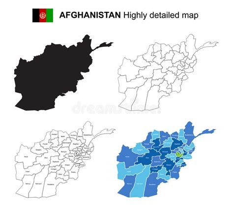 Afghanistan Map Political Capital Cities Rivers And Lakes Highly