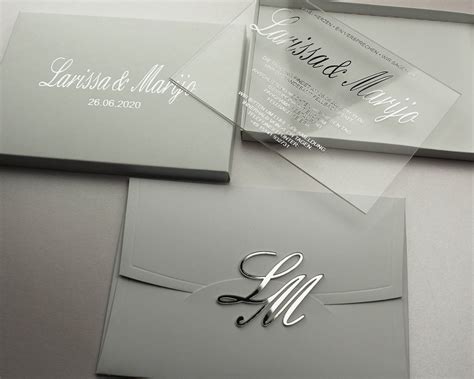 Elegant Silver Wedding Invitations Acrylic Wedding Etsy