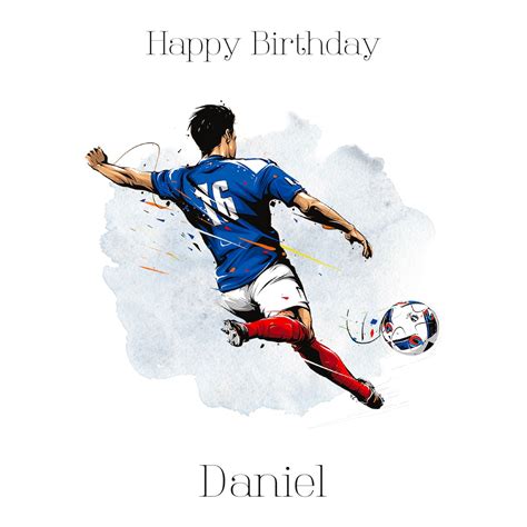 Football Birthday Card For Him Personalised Football Player Etsy