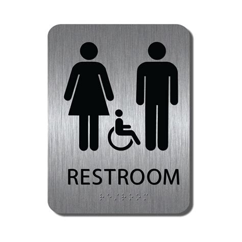 buy unisex restroom sign 8 h x 6 w ada compliant bathroom sign wheelchair handicap