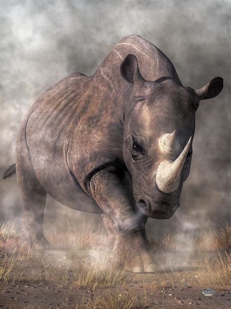 Angry Rhino Digital Art By Daniel Eskridge Pixels