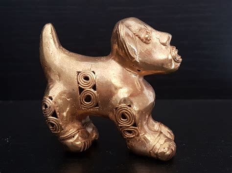 Pre Columbian Zoomorphic Figure Tumbaga Gold Artifact 55 X 55 X 25