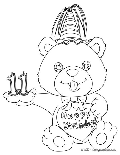 Coloriages coloriage ourson anniversaire 11 ans - fr.hellokids.com