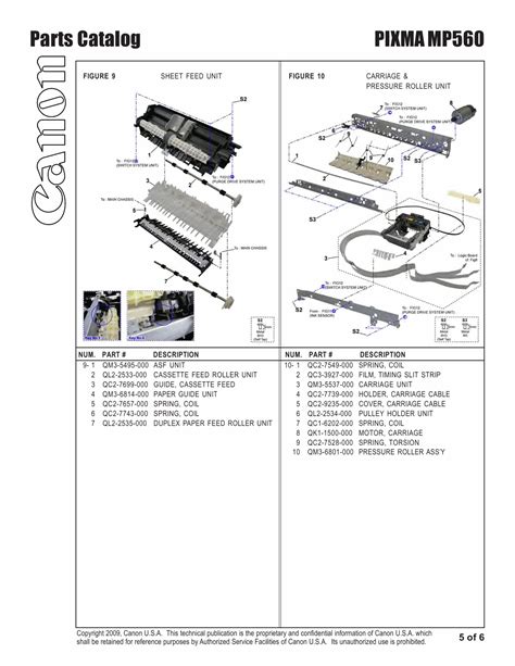 Canon Pixma Mp560 Parts Catalog Manual