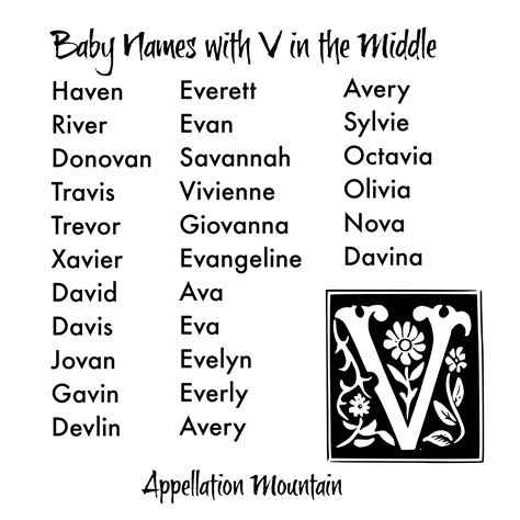 Top 100 baby boy names that start with v ; Name Help: To V or Not to V? - Appellation Mountain
