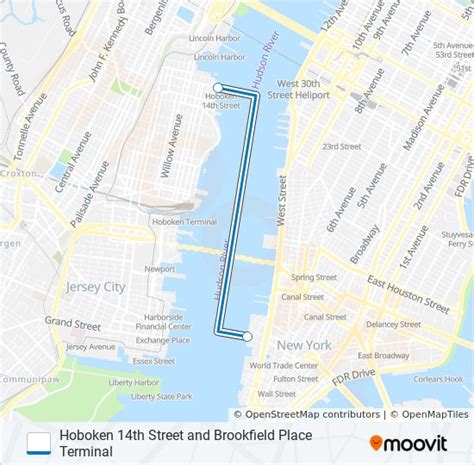 Ruta Hoboken 14th Street And Brookfield Place Terminal Horarios