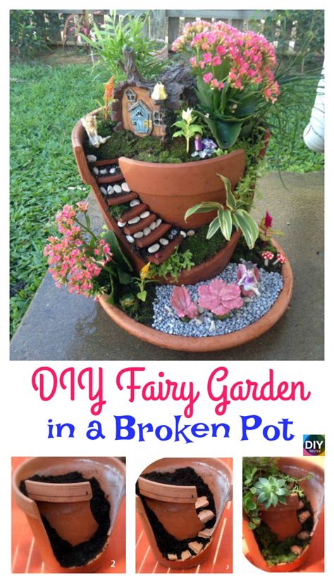 Delightful Diy Fairy Garden In A Broken Pot Diy 4 Ever
