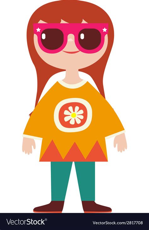 Cute Girl Hippie Character Royalty Free Vector Image
