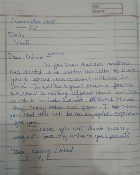 Summer Vacation Letter