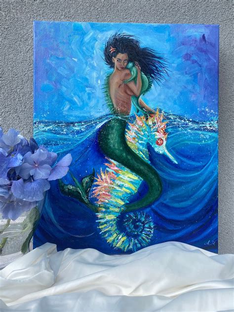 Siren Mermaid Original Art Oil Painting Etsy