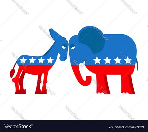 Donkey And Elephant Symbols Of Political Parties Vector Image