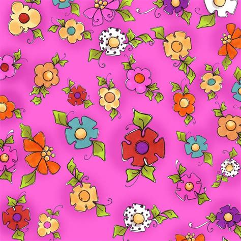 Happy Blooms Pink Fabric Pink Flower Fabrics Fabric Yard Fabric