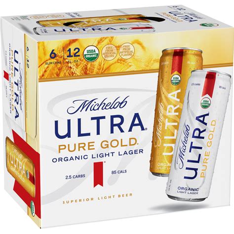 Michelob Ultra Pure Gold Organic Light Lager 6 Pack 12 Fl Oz Cans
