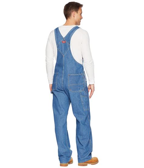 Dickies Washed Denim Bib Overalls Stonewashed Indigo Blue Mens