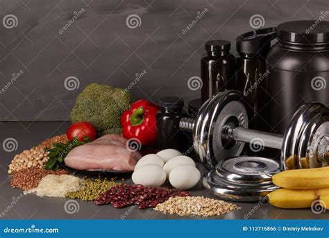 Sports Nutrition And Fitness Equipment Stock Photo Image Of Food