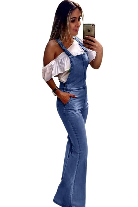 Maybe you would like to learn more about one of these? Sky Blue Overall Retro Washed Flared Jeans | Wide leg ...