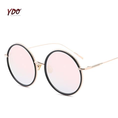 ydo retro round sunglasses women uv400 mirror lens vintage eyewear elegant colorful sun glasses