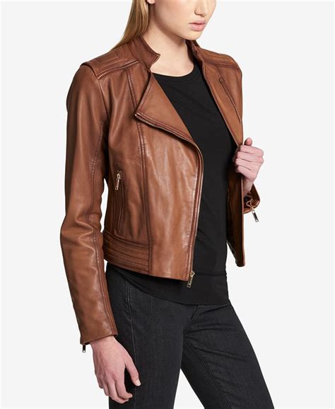 Dkny Petite Asymmetrical Leather Jacket Macys