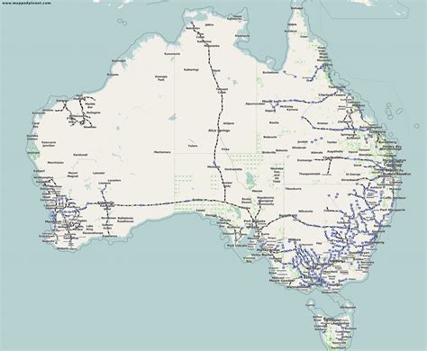 Detailed Rail Network Map Of Australia Australia Oceania Mapsland