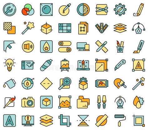 Editing Tools Icons Set Vector Flat Stock Vector Illustration Of