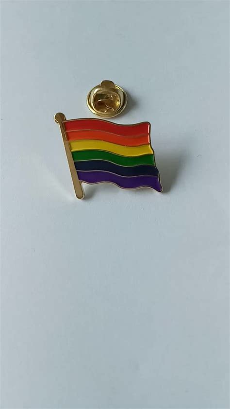 Gay Pride Rainbow Waving Flag Lapel Pin With Plating Gold Buy Flag