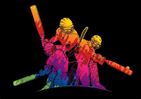 Abstract Group Of Cricket Players 2289349 Vector Art At Vecteezy