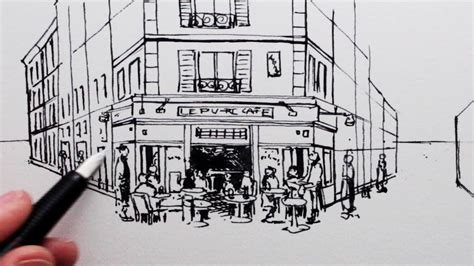 How To Draw A Cafe Pen Drawing