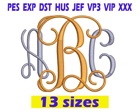 Interlocking Vine Monogram Font Embroidery Instant Download The Art