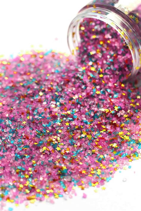 Golden Birthday Rainbow Turquoise Pink Edible Sugar Crystals Edible