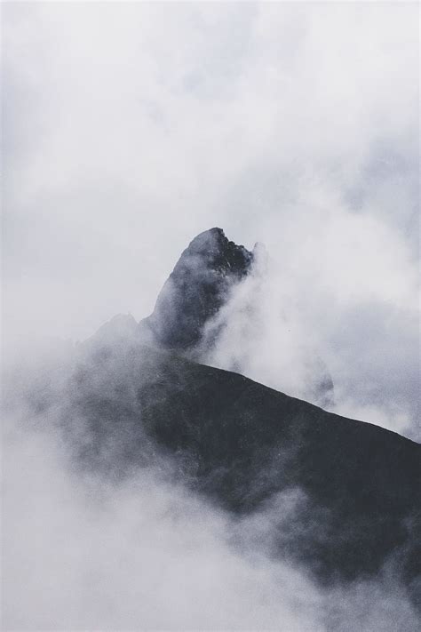 Hd Wallpaper Black Mountain And White Fog Nature Mist Peak