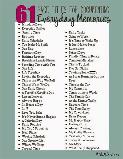 Becki Adams Designs Lets Talk Tuesday 61 Everyday Page Titles With
