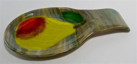 Large Fused Glass Pear Spoon Rest Etsy