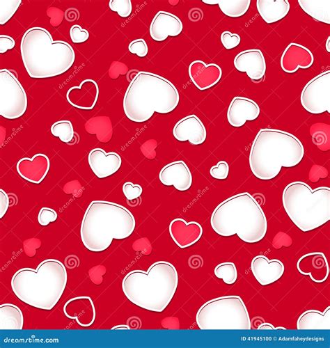 Cute Hearts Seamless Pattern With A Red Background Stock Vector