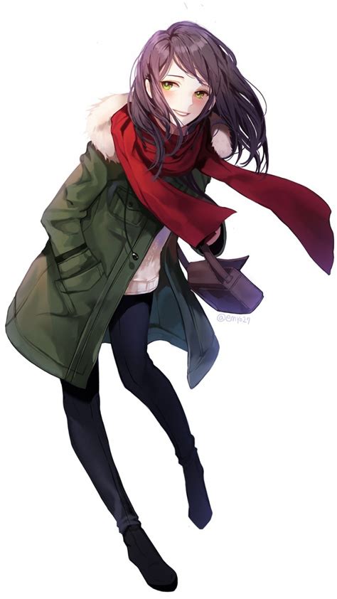 Download 720x1280 Wallpaper Red Scarf Jacket Cute Anime