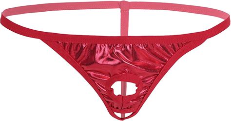 Chictry Mens Open Front Hole G String Thongs Patent