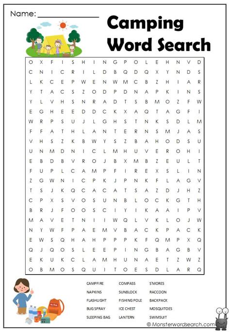 Free Printable Camping Word Search Camping Theme Classroom Camping