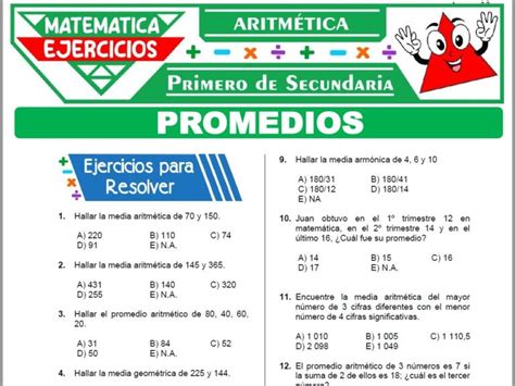 Ejercicios De Promedios Para Primero De Secundaria Matematica My Xxx
