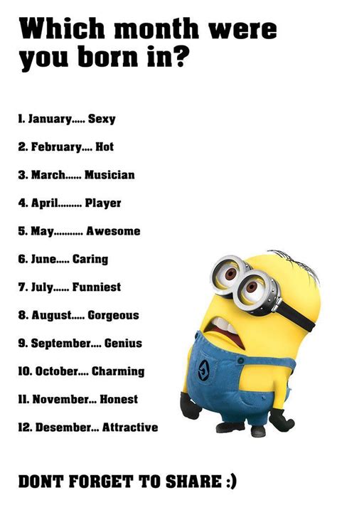 Minion Quotes Which Month Were Born Funny Motivational Poster Funny