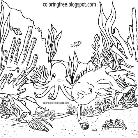 Easy marine animals to draw. Sea Dinosaur Drawing For Children Ocean Coloring Pages | Printable Coloring Pages